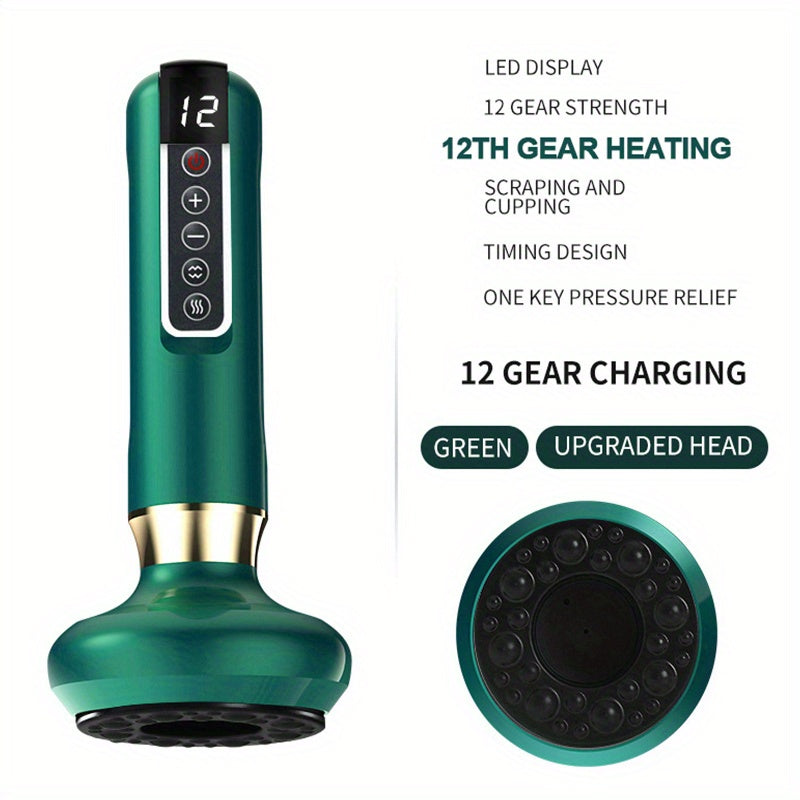 Rechargeable Electric Gua Sha Scraping Tool with Cellulite Removal & Pain Relief - Portable Vacuum Cupping Therapy Massager