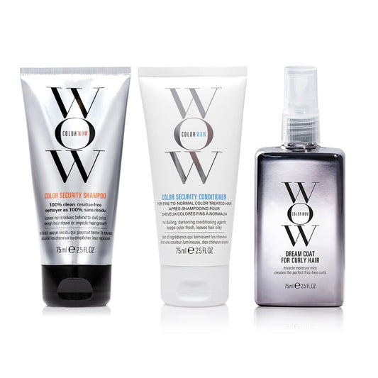 COLOR WOW Dream Curly Travel Size Kit – Color Security Shampoo & Conditioner (2.5 oz), Dream Coat for Curly Hair (2.5 oz). The ultimate curl collection