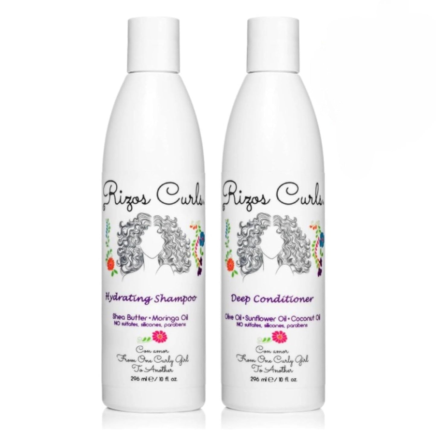 Rizos Curls Wash Day Bundle, Hydrating Shampoo & Deep Conditioner Bundle, Gently Cleanse and Hydrate Curly Hair, Clean & Natural Ingredients for all Hair Types