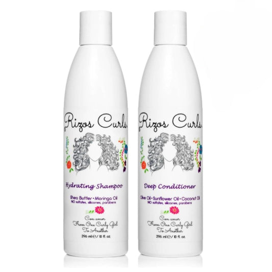 Rizos Curls Wash Day Bundle, Hydrating Shampoo & Deep Conditioner Bundle, Gently Cleanse and Hydrate Curly Hair, Clean & Natural Ingredients for all Hair Types