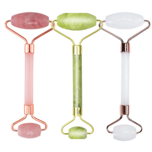 Rose Quartz Roller, Jade & Opal Beauty Roller - 3 Pack Facial Tools