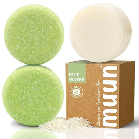 Rice Water Shampoo Bars and Conditioner Set 3 - Hair Growth Regrowth - pH Balanced, Sulfate & Silicone Free - Solid Soap Easy for Travel