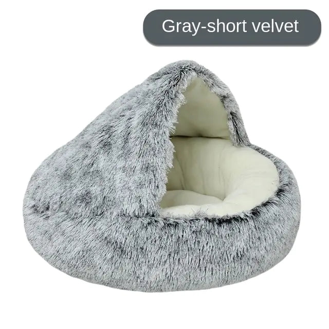 Plush Pet Bed Gray-Short Velvet Diameter 40cm