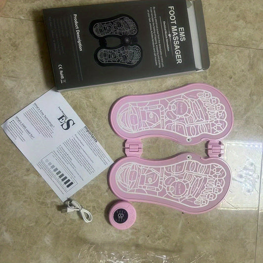 EMS Foot Massager Pad Reflexology Foot Acupoint Massage Muscle Stimulation Improve Blood Circulation Relief Pain USB Rechargeable