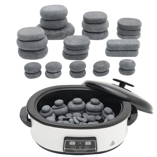 Basalt Massage Stone and Stainless Steel Heater Set for Spa Massage Stones Living and Home Massage Stone Heater+27Pcs Stone Set