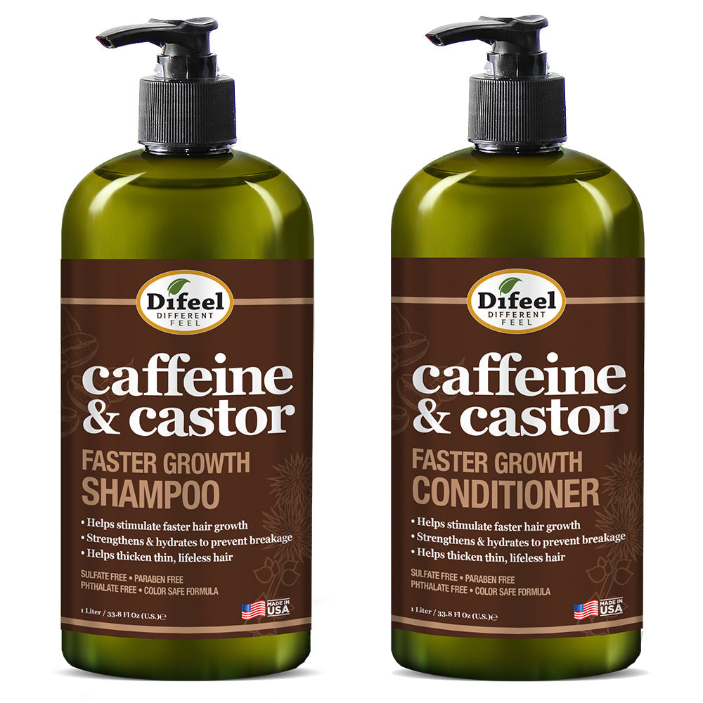 Difeel 2-PC Caffeine & Castor Shampoo & Conditioner for Faster Hair Growth 33.8 oz. - 2-PC Shampoo & Conditioner Set