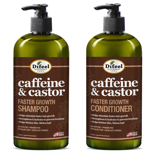 Difeel 2-PC Caffeine & Castor Shampoo & Conditioner for Faster Hair Growth 33.8 oz. - 2-PC Shampoo & Conditioner Set