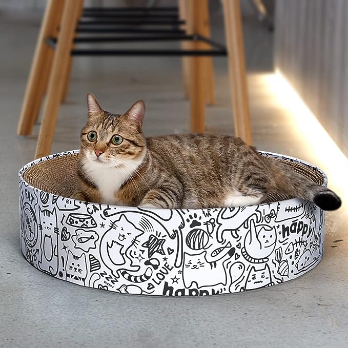 Cardboard Cat House with 2 Story Scratch Pads Cat Play House for Indoor Catsor Cat