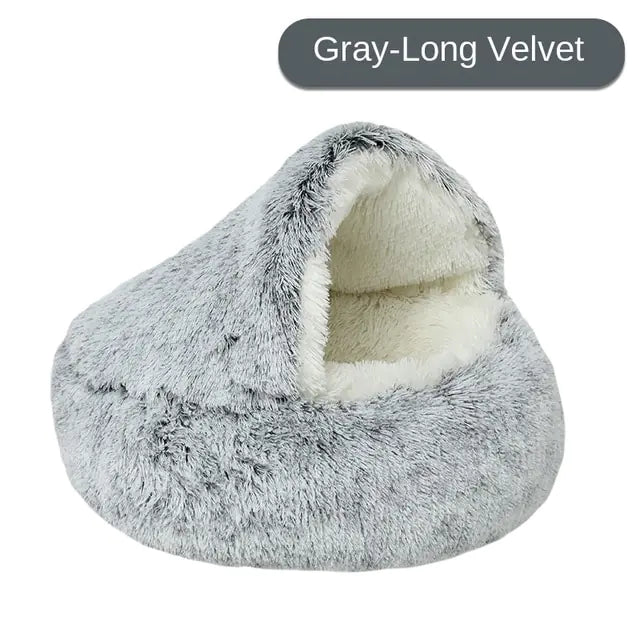 Plush Pet Bed Gray-Long Velvet Diameter 60cm