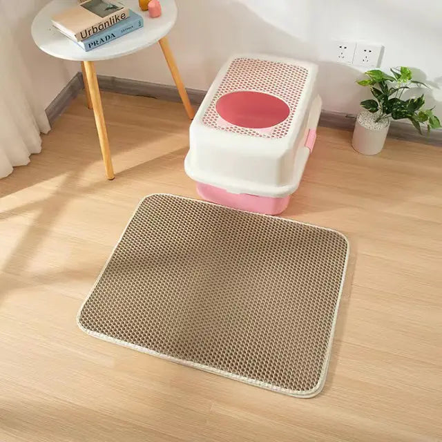 Double Layer Waterproof Cat Litter Mat Khaki 40X50CM
