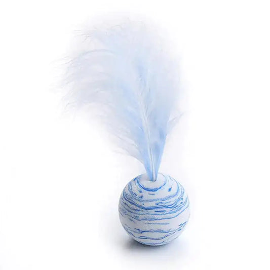 Cat Toy Feather Ball Blue
