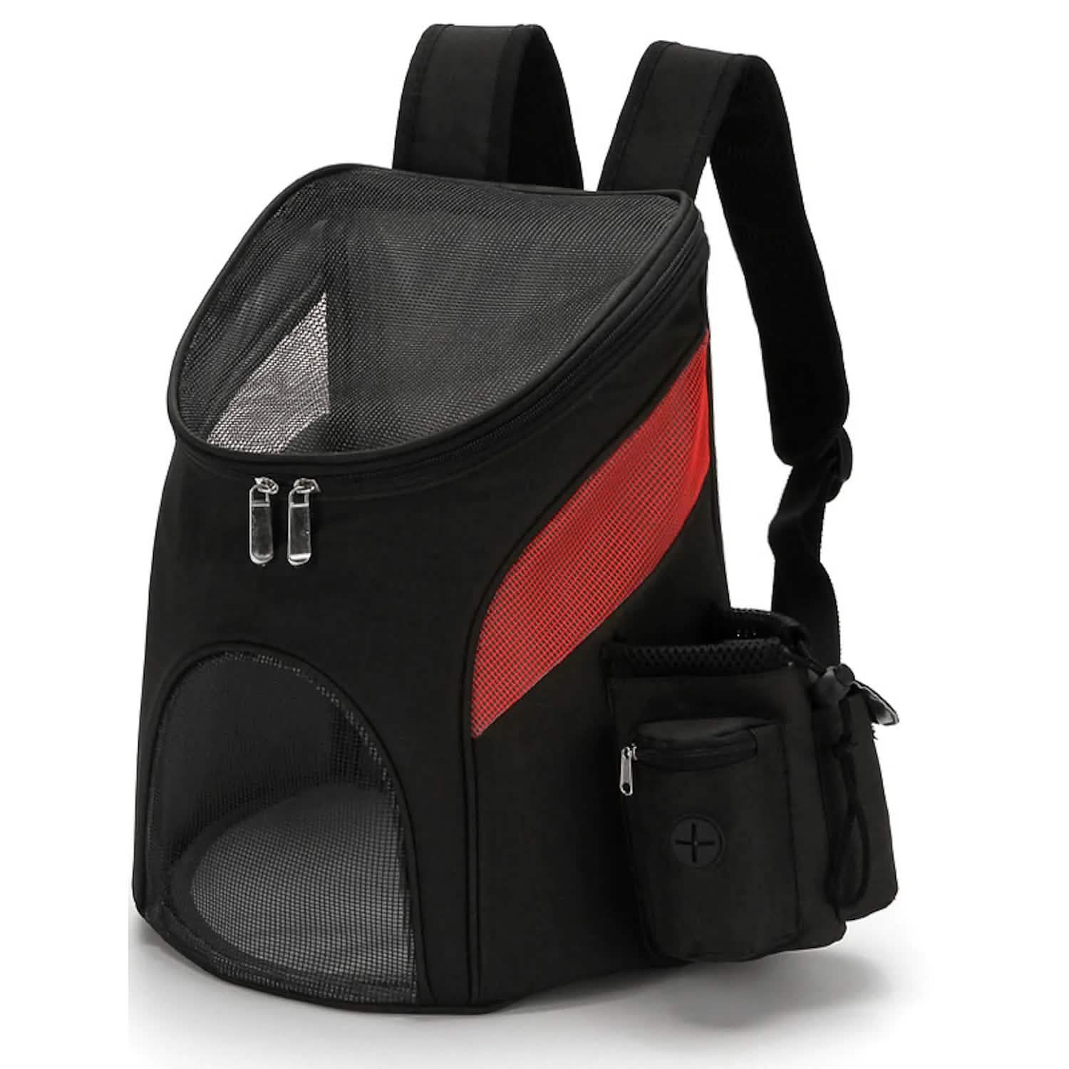 Dog Cat Pets Carrier Bag Travel Backpack Pet Supplies Black/Red S - DailySale