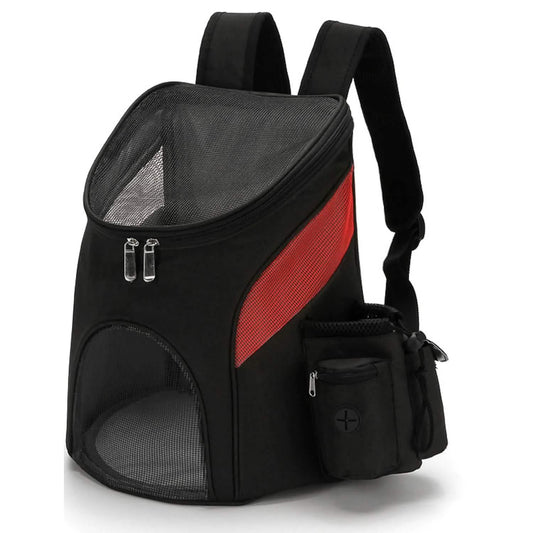 Dog Cat Pets Carrier Bag Travel Backpack Pet Supplies Black/Red S - DailySale